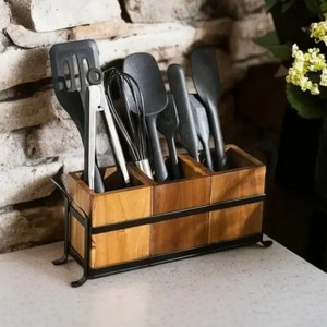 CUCHARA DE MADERA RESTO PRODUCTO DE ARTESANÍA Soporte de cocina de metal para espátulas Cucharas Pinzas Más - Product Image 2