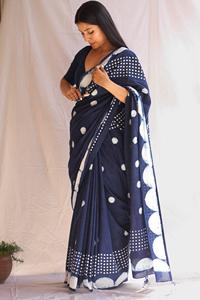 Sari ethnique traditionnel en coton Chanderi pour adultes indien et pakistanais imprimé numérique à fleurs en mousseline de soie douce tenue de fête - Product Image 2