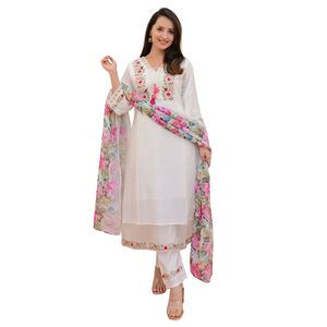 Trendmalls, arte étnico para mujer, seda, bordado Floral, secuencia de trabajo, con Dupatta Salwar () para boda - Product Image 1