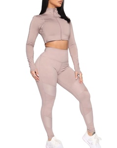 Venta al por mayor elegante de moda de las mujeres de compresión conjunto de secado rápido de más tamaño antiarrugas conjunto de yoga con diseño de color personalizado - Product Image 3