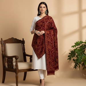 Châle d'hiver en laine Kullu de luxe avec motifs tissés à la main, doux et confortable, 80x40 pouces, respirant pour femme, à prix abordable - Product Image 1