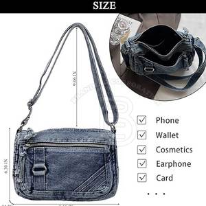 Sac fourre-tout en tissu jean écologique, sac d'épicerie réutilisable pour femmes à prix raisonnable, sacs en jean - Product Image 4
