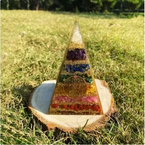 Pyramide d'orgone de guérison, sphère de cristal 7 chakras, pierre semi-précieuse, cadeau artisanal - Product Image 1