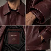 Veste en cuir de vachette bordeaux surdimensionnée pour homme, style vintage, luxe, cuir véritable, fournisseur OEM personnalisé