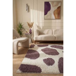 Netline Home Moodi Shaggy <b>Purple</b> Nimbus <b>Rug</b>-Classic Handmade Polyester Hallway Runner 4m Wide Teen-Friendly Design - Product Image 2