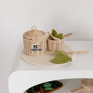 ชุดถ้วยชาหวายสุดสร้างสรรค์ชุดของเล่นอาหารหวายสไตล์มอนเตสซอรี่สำหรับใช้ในห้องครัวและของเล่นในห้องเด็กเล่นน่ารัก - Product Image 3