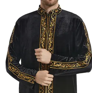 Robe de casamento tradicional árabe para homens, robe de veludo personalizado feito por atacado, tradicional árabe do Oriente Médio, moda muçulmana abaya