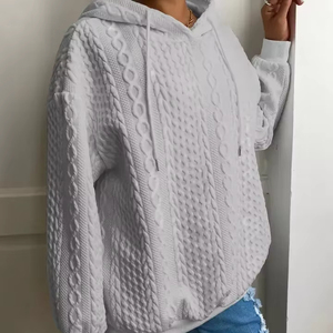 Vente en Gros Pull à Capuche pour Femmes en Tricot Surdimensionné Sweat à Col Ras du Cou Vintage avec Col à Capuche - Product Image 1