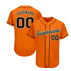 Maillot de baseball orange personnalisé pour homme, manches courtes, nom de l'équipe 00, imprimé à l'écran, polyester respirant, uniforme de sport - Product Image 1