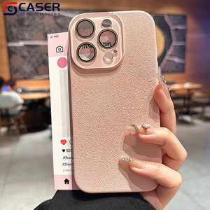 Coque de téléphone de luxe en velours <span class=keywords><strong>mat</strong></span> texturé litchi pour iPhone 14-17 avec protection d'objectif transparente améliorée - Product Image 5