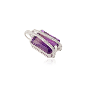 Elegante Colgante Hecho a Mano con Piedra de Nacimiento Natural de Amatista en Forma de Octágono, Plata de Ley S925 de Calidad Fina - Product Image 3