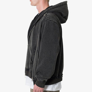 Vente chaude à la mode sweat à capuche zippé lourd épais hiver Streetwear veste Unique Triple Zip panneau personnalisable sweat à capuche 100% - Product Image 4