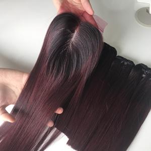 Caliente para extensiones de cabello crudo vietnamita negro Borgoña Ombre 6x6 HD Cierre de encaje Cierre fino de alta definición para extensiones de cabello - Product Image 3
