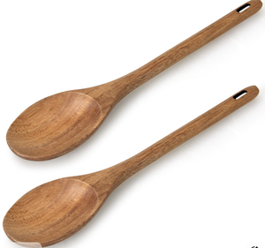 ช้อนไม้ธรรมชาติพร้อมวอลนัทชุดอุปกรณ์ครัว6ชิ้นที่เป็นมิตรต่อสิ่งแวดล้อม - Product Image 2