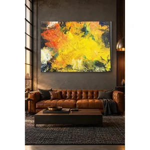 Impression sur toile Fida Yellow Orange avec ébauches de pinceaux épaisses - Product Image 5