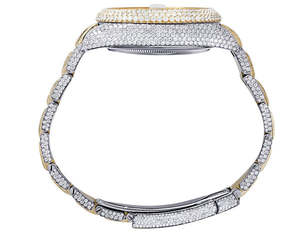 นาฬิกาข้อมือสำหรับผู้ชายรุ่นพิเศษ VVS Moissanite สีเหลืองเพชรสแตนเลสสตีลนาฬิกาออกเย็นอัตโนมัติแฟชั่นหรูหราฮิปฮอป - Product Image 4
