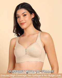 Tweens Invisi-Fit Algodón ligeramente acolchado Bonded Seamless Minimiser Sin cables Patrón sólido para todos los días Tono de piel de la Style-TW-SB-9203 - Product Image 2