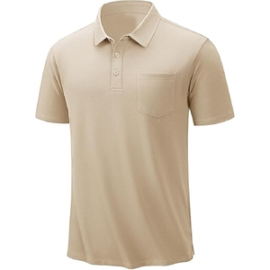 Men Khaki Tan Polo Shirt Premium Pique Cotton Safari Style Solid Sand Khaki Short Sleeve Polo Smart Everyday <b>Neutral</b> - Product Image 1
