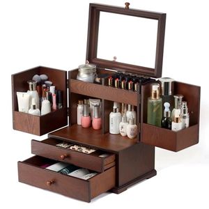 Organisateur de cosmétiques en bois rustique |   Travail artisanal de qualité |   Fournisseur de prix d'usine - Product Image 1