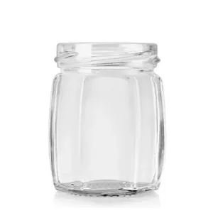 1000gハニーカスタム透明モレロチェリー保存ガラス六角ジャーガラステリン用720ML透明六角ガラス瓶