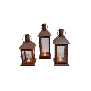 Faroles de Metal Marrón de Alta Calidad, Último Diseño, Faroles Decorativos de Acero Inoxidable para Colgar o de Mesa para Decoración del Hogar - Product Image 1