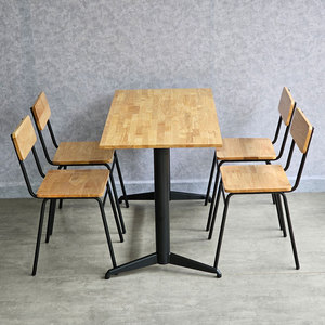 Minimalist Wood Dining/<b>Restaurant</b> Table & 4 Chairs <b>Set</b> for Mall & Hotel Use-CBCF292 - Product Image 2