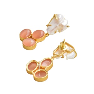 Pendientes de Perlas de Latón al por Mayor, Joyería de Piedras Preciosas Auténticas, Acabado de Latón Satinado, Estilo Moderno al por Mayor - Product Image 3
