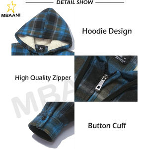 Veste en tissu sherpa à carreaux multicolores avec capuche pour homme - Product Image 5