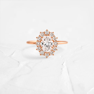 Nouveauté bague de fiançailles de mariage à fleurs antiques pour femmes coupe ovale Moissanite Halo bijoux en diamant certifiés à la mode GRA - Product Image 5