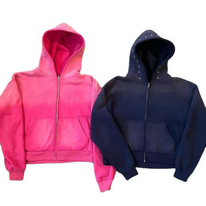 Hoodies d'hiver pour hommes entièrement personnalisables, tendance 2025, effet délavé soleil, poche brodée de strass, 100% coton - Product Image 2