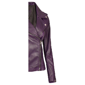 Women's Genuine Sheep Leather Winter Motorcycle Jacket Woolen Zipper Solid Eco-Friendly Quick Dry Anti-Wrinkle and Windproof - Product Image 5