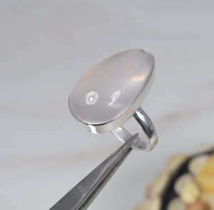 แหวนพลอยเงินสเตอร์ลิงทำด้วยมือสำหรับทุกเพศ925หินควอตซ์ทรงลูกแพร์รูปหินอ่อนของขวัญคริสต์มาส - Product Image 1