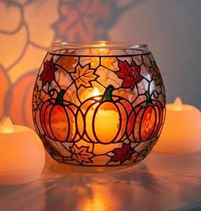 Halloween special Glass <b>Candle</b> Votive colored design Decor for Ambiance Autumn Candlabra Votive Holder - Product Image 3