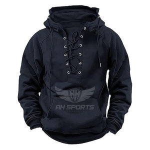 Jersey con cordones retro personalizado para hombre, sudaderas de gimnasio, Sudadera con capucha de carga atlética de corte holgado en forro polar directo del proveedor del fabricante - Product Image 3