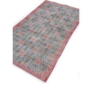 Alfombra de Lana Azul Vintage Hecha a Mano para el Hogar, para Sala de Estar, Pasillo, Dormitorio Juvenil, con Medallón Abstracto Rectangular - Product Image 2