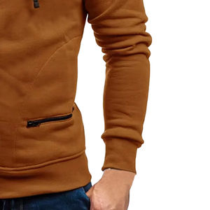 Sweat-shirts d'hiver pour hommes en gros, 100 % coton, respirants, anti-humidité, en polaire, entièrement zippés, brodés, teints unis - Product Image 5