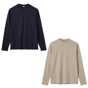 Classic <b>Men's</b> Mock Neck Long Sleeve Tee Premium Cotton Basic Top Custom Logo Print/Embroidery Tshirt Direct Manufacturer Bulk - Product Image 1