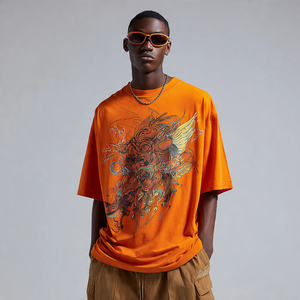 เสื้อยืดโอเวอร์ไซส์ผู้ชาย ผ้าฝ้าย 100% พิมพ์ลาย OEM ทรงหลวม คอทรงกลม แขนเสื้อแบบดรอปโชว์เดอร์ ระบายอากาศ แห้งเร็ว เหมาะสำหรับฤดูร้อน - Product Image 1