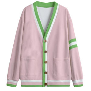 Custom Logo OEM ODM Unisex Thick 100% Cotton V-neck Breathable Knitted Wear Long Sleeve Cardigan Sweater - Product Image 1