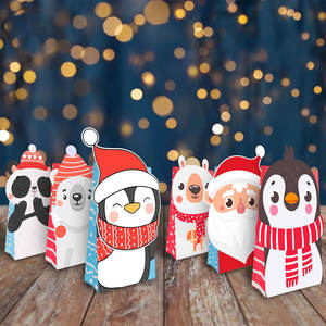 Sacs de cadeaux de vacances Kraft et autocollants de Noël Fournitures de fête parfaites pour les célébrations festives Boîte en papier à pois - Product Image 2