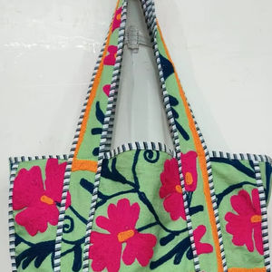 Wholesale Cotton Suzani Embroidered Fabric Tote <b>Bags</b> With Top Handle Shoulder <b>Bags</b> Shopping, Vacation Women <b>Accessories</b> <b>Bags</b> - Product Image 6