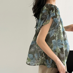 Camicetta estiva a maniche corte in Chiffon Chiffon monospalla da donna Amoji - Product Image 2