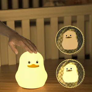 Led Kids Animal Night Lamp Touch Control Silicone Baby USB Charging Cute Duck Night Light for Bedside