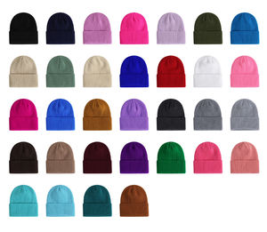 Gorros de Punto Acrílicos al por Mayor para Invierno, Color Sólido, Personalizables, Cálidos y Cómodos para Clima Frío, con Diseños de Puntos, Personajes y Frutas, Ideales para Viajes - Product Image 1