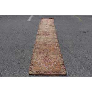 พรมวินเทจขนาด 2.5x12.5 ฟุต, พรมตุรกีแบบ Runner, พรมขอบสีน้ำตาลแดง - Product Image 1