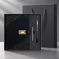 Coffret cadeau exécutif haut de gamme avec carnet à couverture rigide et stylo métallique pour événements d'entreprise, personnalisable
