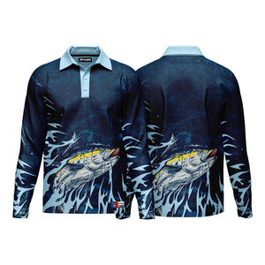 Jersey de pesca de manga larga estilo Polo con botón sublimado personalizado de alta calidad UPF50 + transpirable de talla grande de secado rápido antibacteriano - Product Image 2
