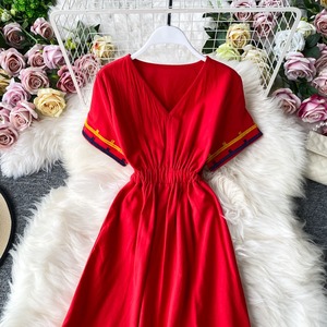 Nuevos vestidos mexicanos de algodón 100% para mujer, bordado Floral, hasta el suelo, cintura Natural, mangas cortas, método de tejido - Product Image 4