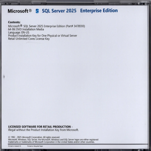 SQL Server 2025 Enterprise สำหรับแพ็ค DVD อินเทอร์เน็ต คีย์เปิดใช้งานออนไลน์ 100% แบบไม่จำกัด Core CAL ภาษาอังกฤษ มีสินค้าในสต็อก - Product Image 3
