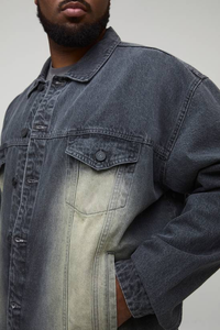 Veste en jean décontractée pour homme, design personnalisé, avec boutons, effet vieilli, strass, coupe-vent et écologique, vente en gros - Product Image 2